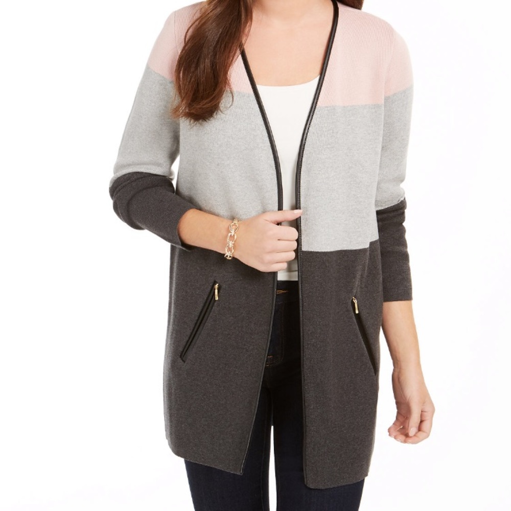 Charter club colorblocked cardigan sweater jacket NWT